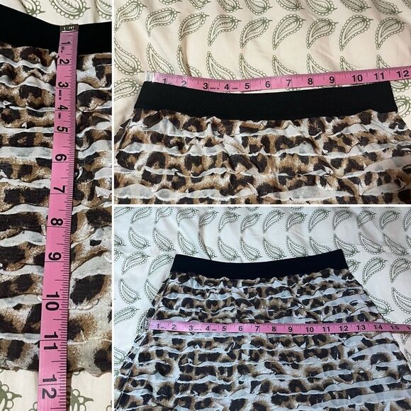 Justice Leopard Print Tiered Ruffle Skort Mini Skirt Black Brown Girls 7 - Picture 8 of 8